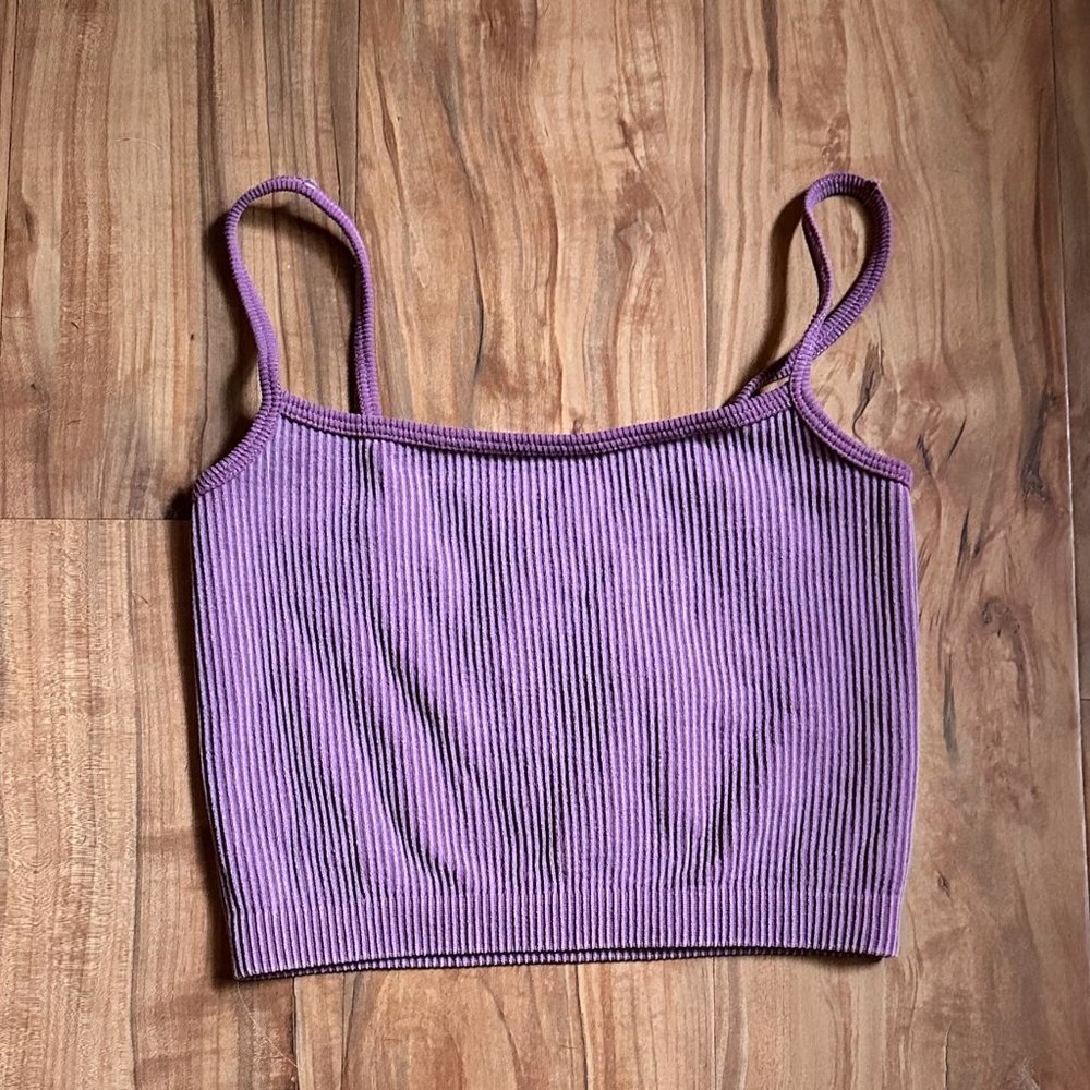 Pull&Bear Crop Top Acid Wash Purple Pink